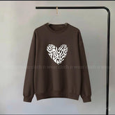 Dark brown colour sweatshirt (DTF heart print)